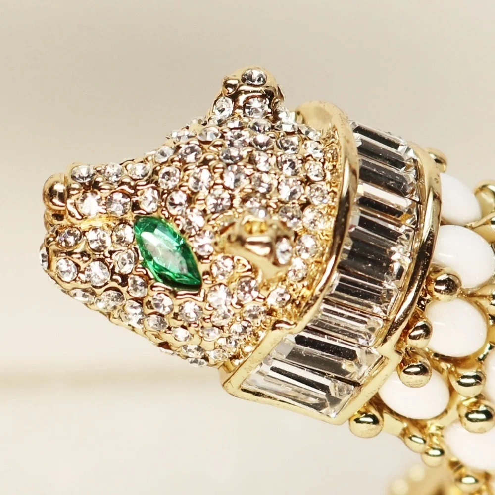 Exquisite Crystal Panther Chunky Cuff Bracelets - New Condition
